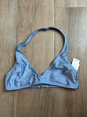 Aerie Shine Rib Halter Bikini Top NWT